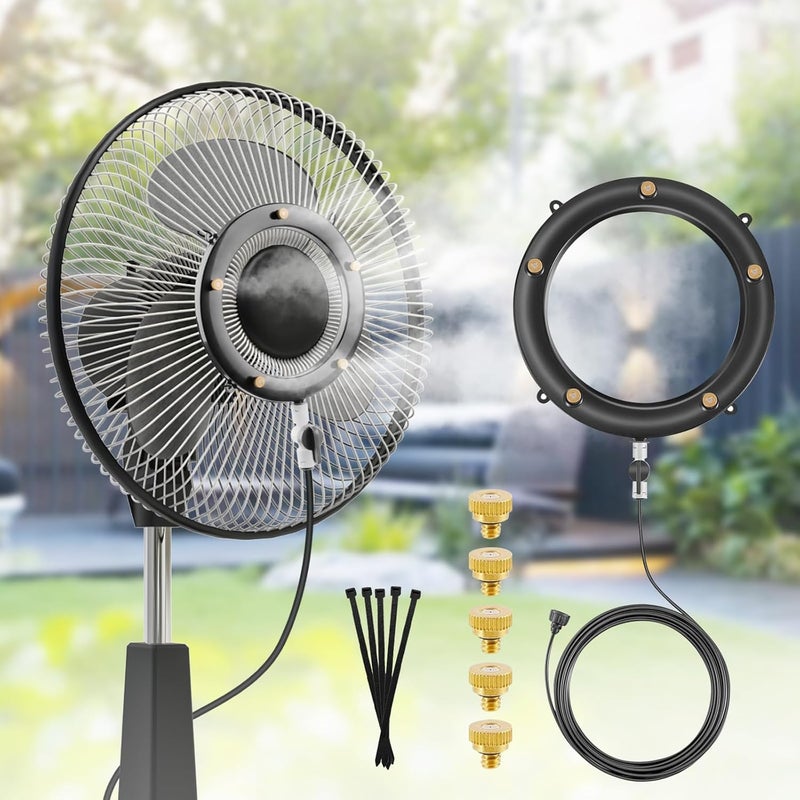 POCKET PANDA Fan Misting Kit. Fan Misters for Cooling Outdoor, Integrated Mister Ring for Outside with Water Valve, Misters for Outdoor Fan. Fit for Any Outdoor Fan. Durable, Seamless Fan Mister not Easy to Leak.… - Image 1